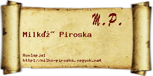 Milkó Piroska névjegykártya